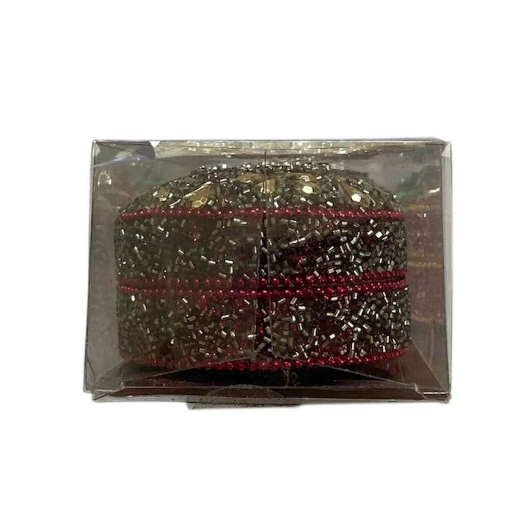 Pier 1 Mini Jeweled Christmas Mini Boxes Set of 3 NWOT
